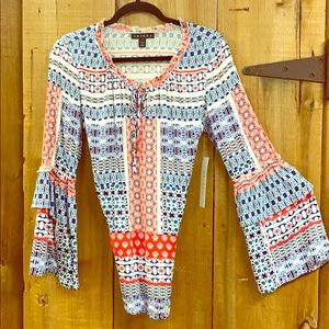 Tribal bell sleeve top